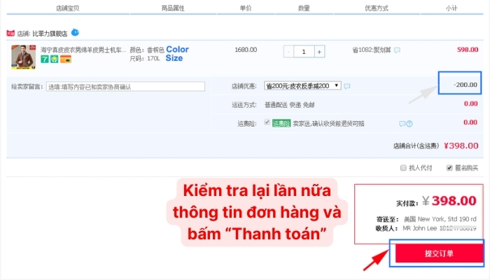 Kiểm tra kỹ càng đơn hàng trước khi bấm thanh toán
