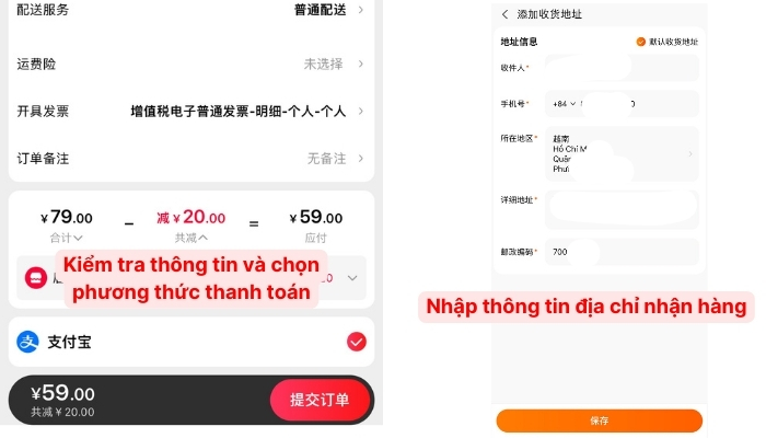 Tiến hành thanh toán đơn hàng