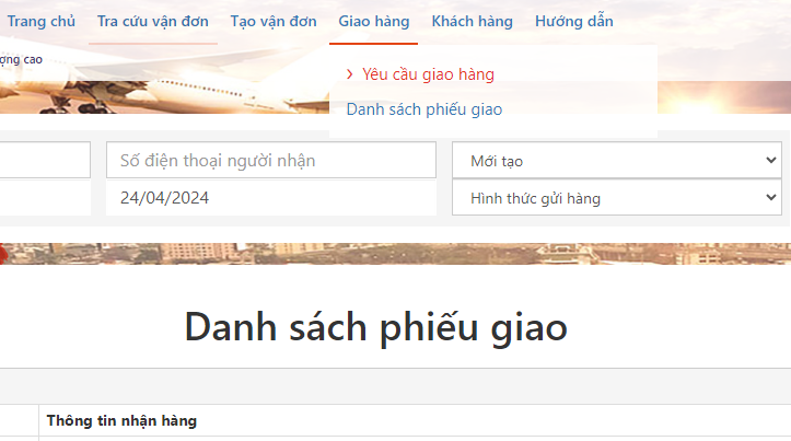 Yêu cầu giao hàng