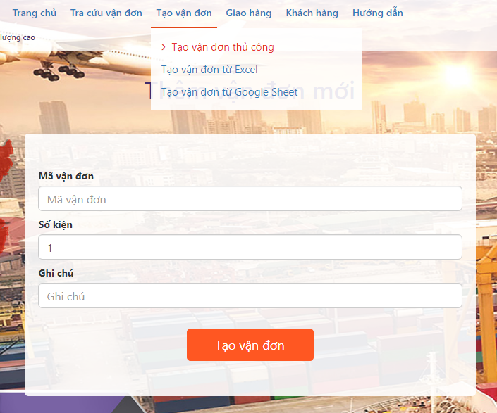 Tạo vận đơn thủ công