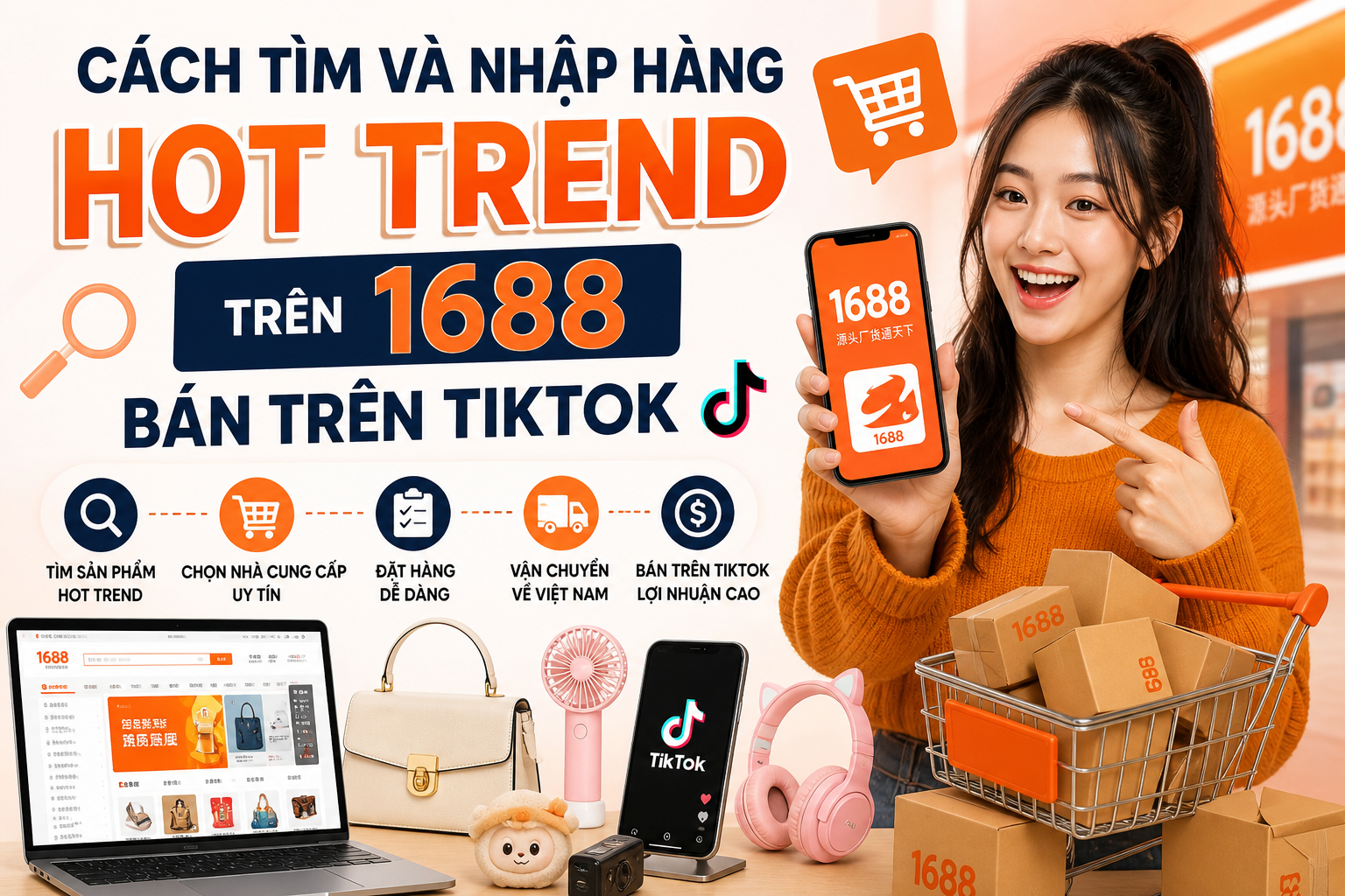 Cách tìm và nhập hàng Hot Trend 1688 bán Tiktok lời gấp 3