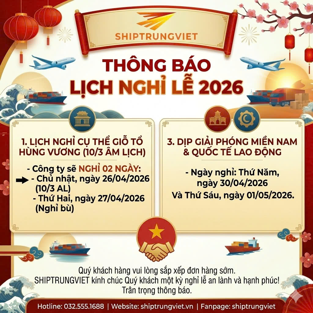 THÔNG BÁO NGHỈ LỄ GIỖ TỔ HÙNG VƯƠNG VÀ 30/4 – 1/5