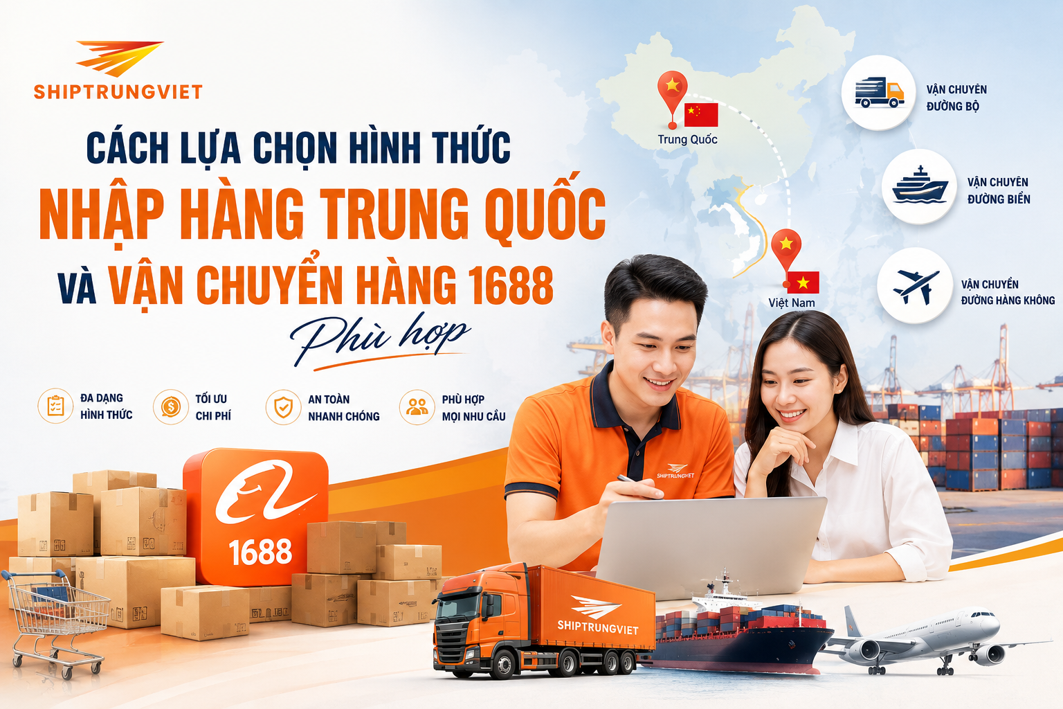 Các hình thức vận chuyển hàng 1688 về Việt Nam: Giải pháp nhập hàng Trung Quốc an toàn, tiết kiệm