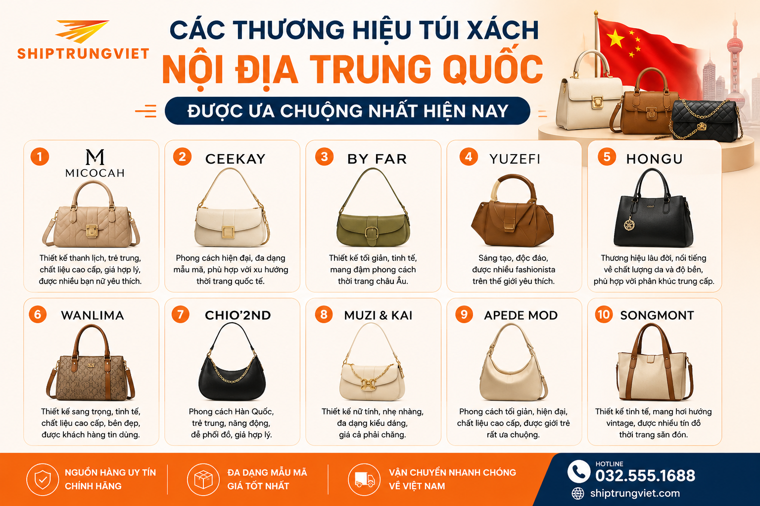 Túi Xách Nội Địa Trung Quốc Có Tốt Không? Top Thương Hiệu & Nguồn Sỉ Tận Gốc